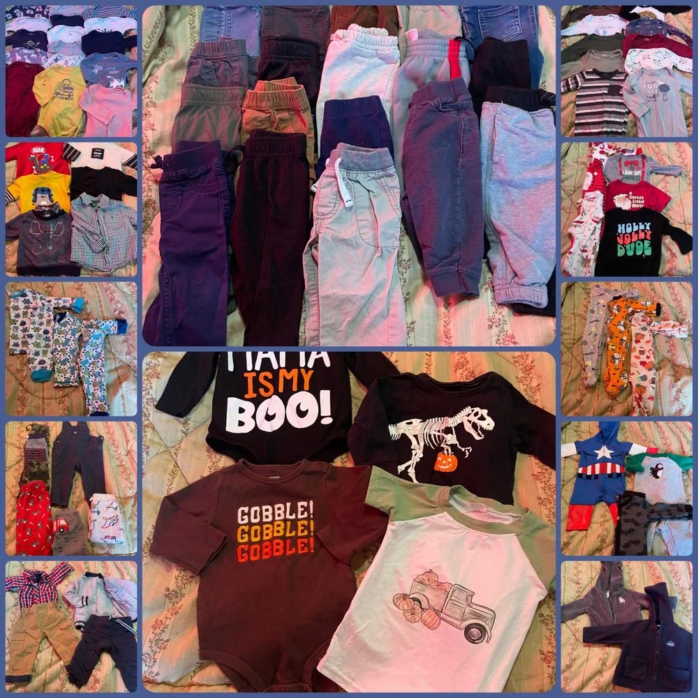 Boy Clothing Lot Carters Calvin Klein Bodysuits Joggers Sleepers 6 9 12 M 85 pcs